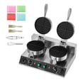 thumbnail image 4 of VEVOR Commercial Waffle Maker, Dual-Head Round Waffle Baker Machine, 2460W Non-Stick Stainless Steel Belgian Waffle Iron with Temp and Time Control, Handle, for Restaurant Bakery Snack Bar Family, 4 of 9