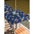 thumbnail image 2 of Outdoor Tablecloth with Umbrella Hole for Patio/Picnic/Party/Camping, Cute Blue Space Waterproof Table Cloth Square Cover Washable, Star Cartoon Spaceship Planet (60"x 60"), 2 of 8