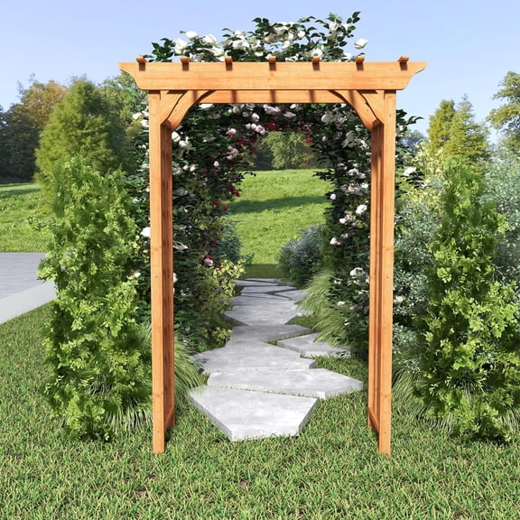 YIYADO Wooden Gazebo, Ceremony Wedding Arch, Plant Climbing Wooden Trellis, Garden Backyard Christmas Decoration Pergola, Brown