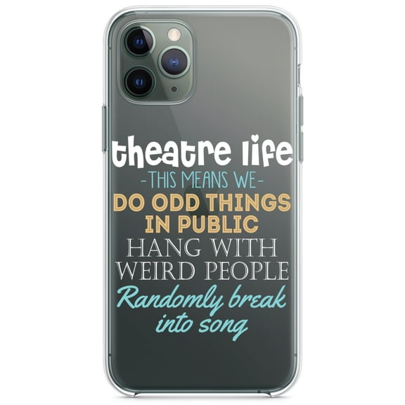 DistinctInk Clear Shockproof Hybrid Case for iPhone 13 (6.1" Screen) - TPU Bumper Acrylic Back Tempered Glass Screen Protector - Theatre Life - Odd Things in Public