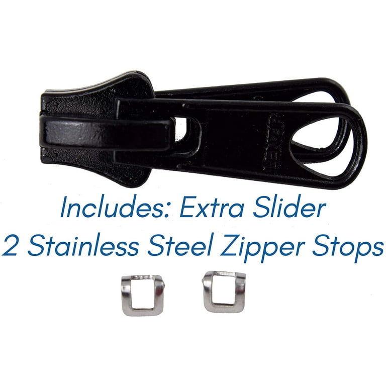 EZ-Xtend Lenzip #8 Separating Zipper - Extra Metal Slider & 2 Stops (Black,  60) 