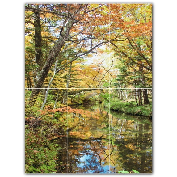 Picture-Tiles.com: Autumn Ceramic Tile Wall Mural WAL500041-34S. 12.75"W x 17"H using (12) 4.25" x 4.25" Ceramic Tiles-Satin Finish