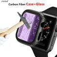 thumbnail image 2 of 1 Pcs Glass+Cover For Apple watch Case 38mm 42mm Accessories Carbon fiber bumper+Screen Protector iWatch series 3 4 5 6 SE 40mm 44mm - Purple film, 2 of 4