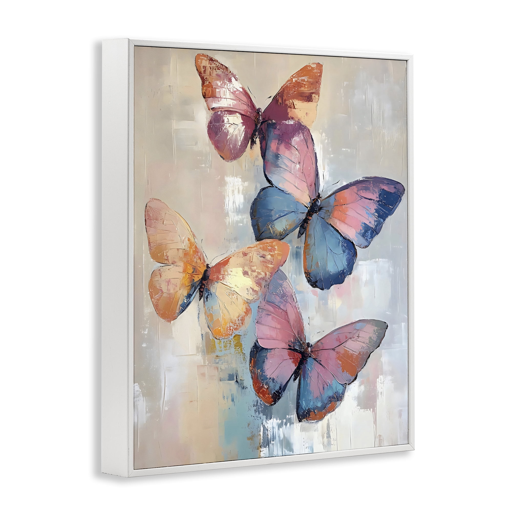 Stupell Industries Butterfly Beauty Abstraction White Framed Giclee Art, design by Creative Studio