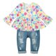 thumbnail image 1 of Conjunto de top con volantes florales y jeans de mezclilla rasgados para niña pequeña CARETOO, 1 of 4