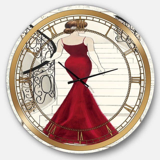 Designart 'Elegance Glam Paris Diva III' Glam wall clock