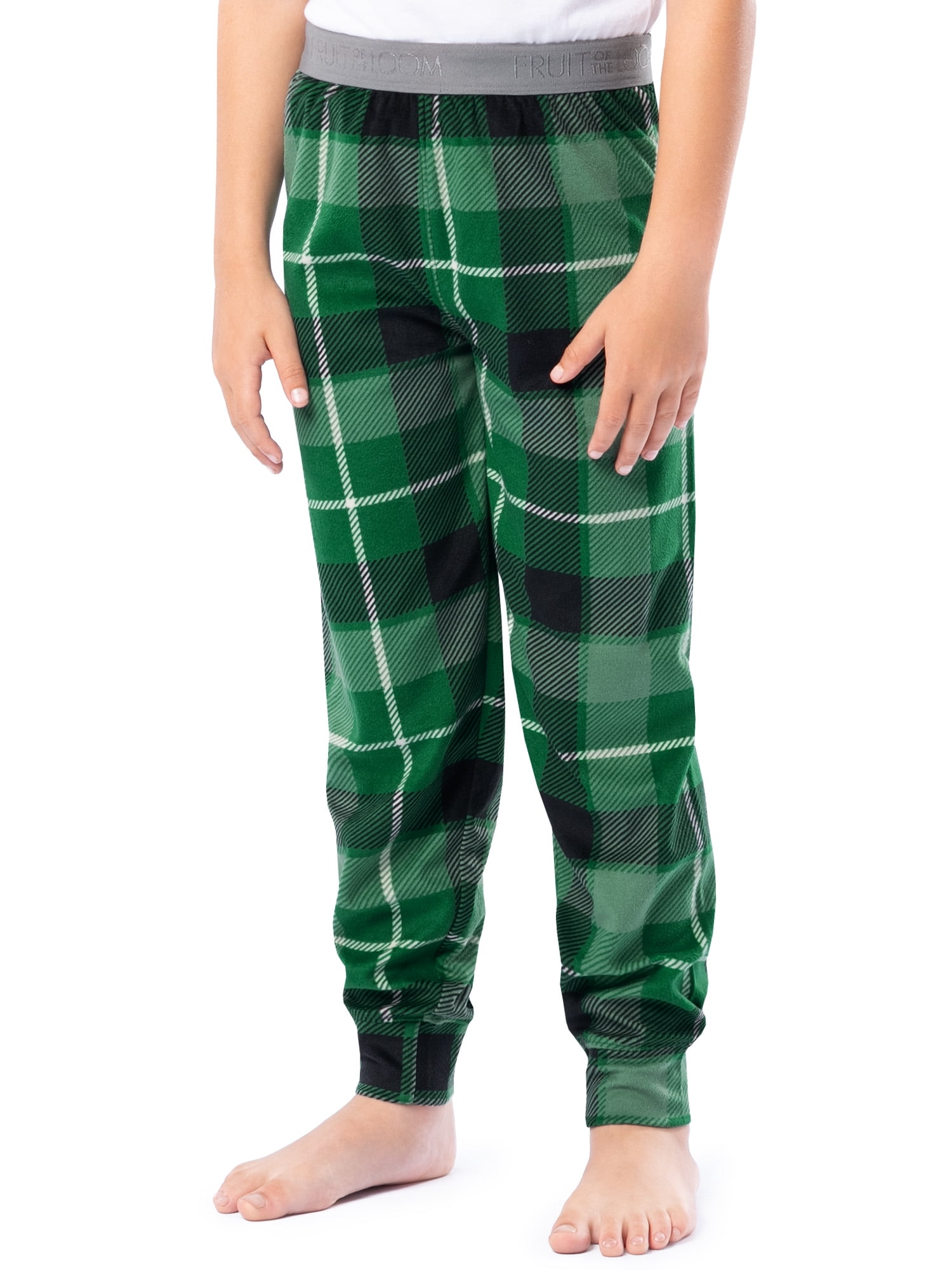 Fruit of the Loom Boy's Sleep Long Sleeve Top & Velour Fleece Jogger Pajama Set, 2-Piece, Sizes 4-16