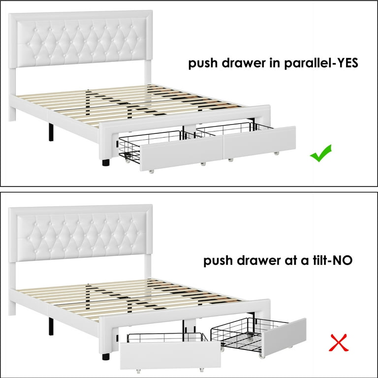 Homfa Full Size Bed Frame with Storage, PU Leather