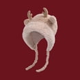 thumbnail image 3 of AJGRHE Winter Cute Fashion Knitted Ear Reindeer Cozy Lined Hat Beige One Size, 3 of 4