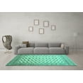 thumbnail image 3 of Ahgly Company Machine Washable Indoor Square Southwestern Turquoise Blue Country Area Rugs, 4' Square, 3 of 4