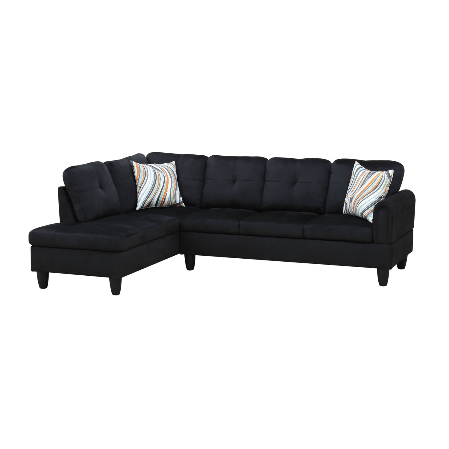 Hommoo Sofa Set, Flannel 2-Piece Couch Living Room Sofa Set,Suitable for Home,Black