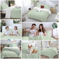 thumbnail image 5 of 3 Piece Sage Green Striped Duvet Cover Set Twin Size, Microfiber Comforter/Quilt Cover with Corner Ties and 2 Pillowcases, Modern Simple Farmhouse Beige All Season Soft Bedding with Zipper Closure, 5 of 8