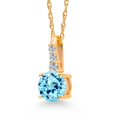 thumbnail image 3 of Gem Stone King 10K Yellow Gold Blue Apatite and White Lab Grown Diamond Pendant Necklace for Women (0.54 Cttw, Round 5MM, Gemstone, with 18 inch Chain), 3 of 5