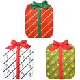 thumbnail image 1 of 3 piezas de fundas para respaldo de silla navideñas con lazo, paquete de regalo, diseño de decoración navideña, funda para silla para restaurante, hotel, hogar, cocina, comedor, 1 of 4