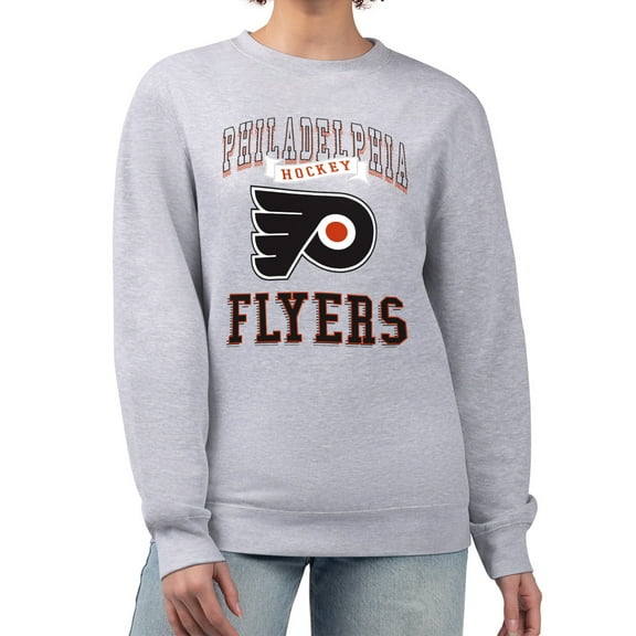 Women's G-III 4Her by Carl Banks Heather Gray Philadelphia Flyers Team Logo Tri-Blend Fleece Pullover Sweatshirt