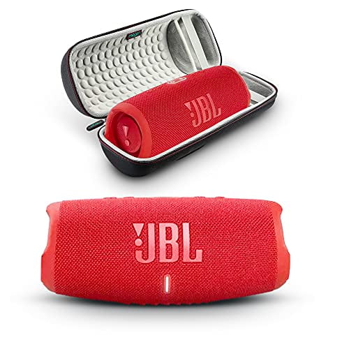 JBL Charge 5- Altavoz Bluetooth portátil con estuche de viaje rígido Megen con resistencia al agua IP67 y salida de carga USB (rojo)