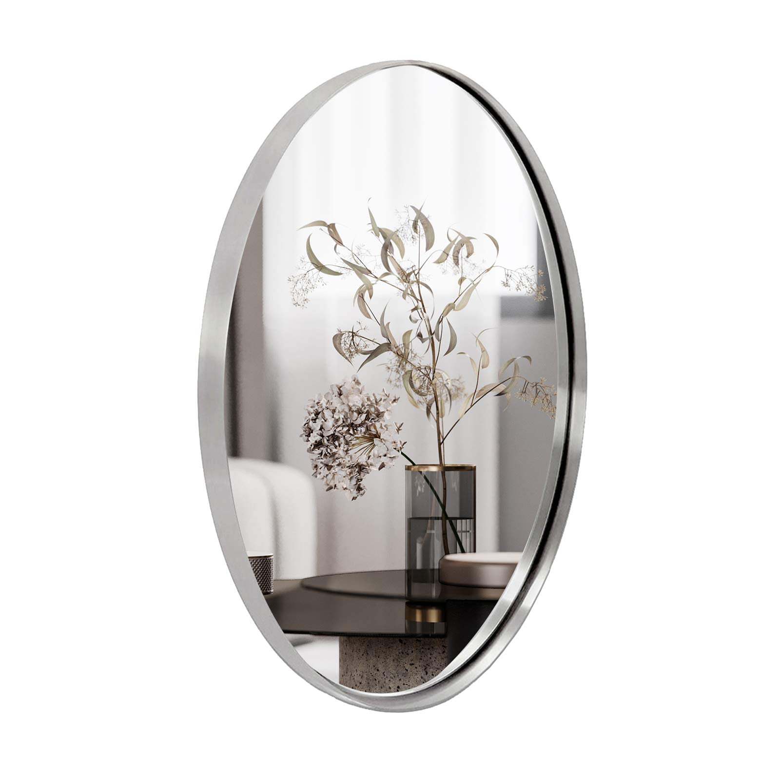 Andy Star Wall Mirror For Bathroom 22 X30 Large Brushed Silver Oval Com - Star Wall Mirror Art