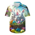 thumbnail image 5 of JURANMO Easter Mens Hawaiian Shirts Novelty Bunny Print Button Down Tee Shirts Holiday Short Sleeve Easter Sunday Shirts White XXL Fall Savings, 5 of 6