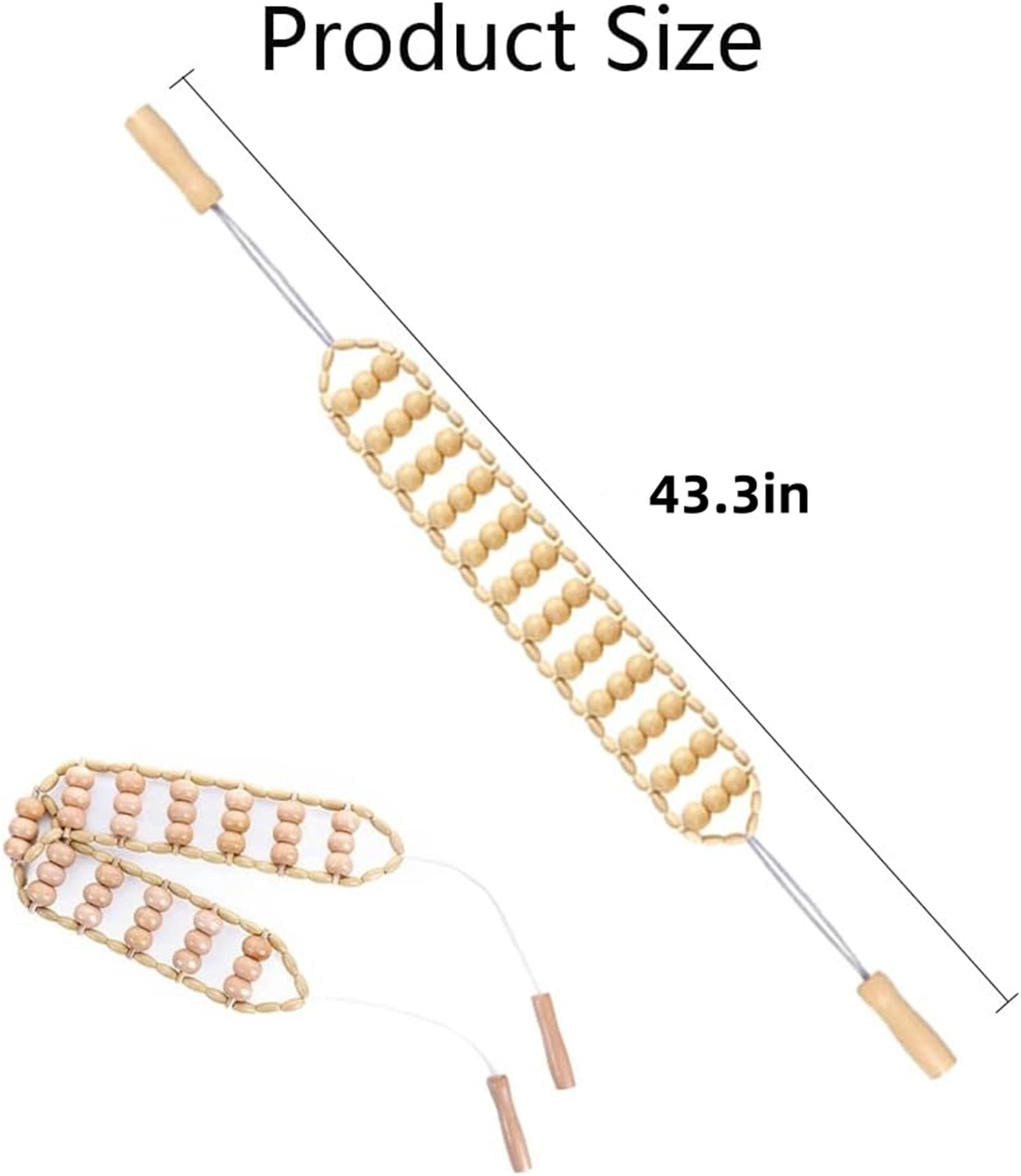 Manual Massage Strap,Portable Handheld Rolling,Wood Back Massager Roller Rope for Back Neck Leg Pain Relief