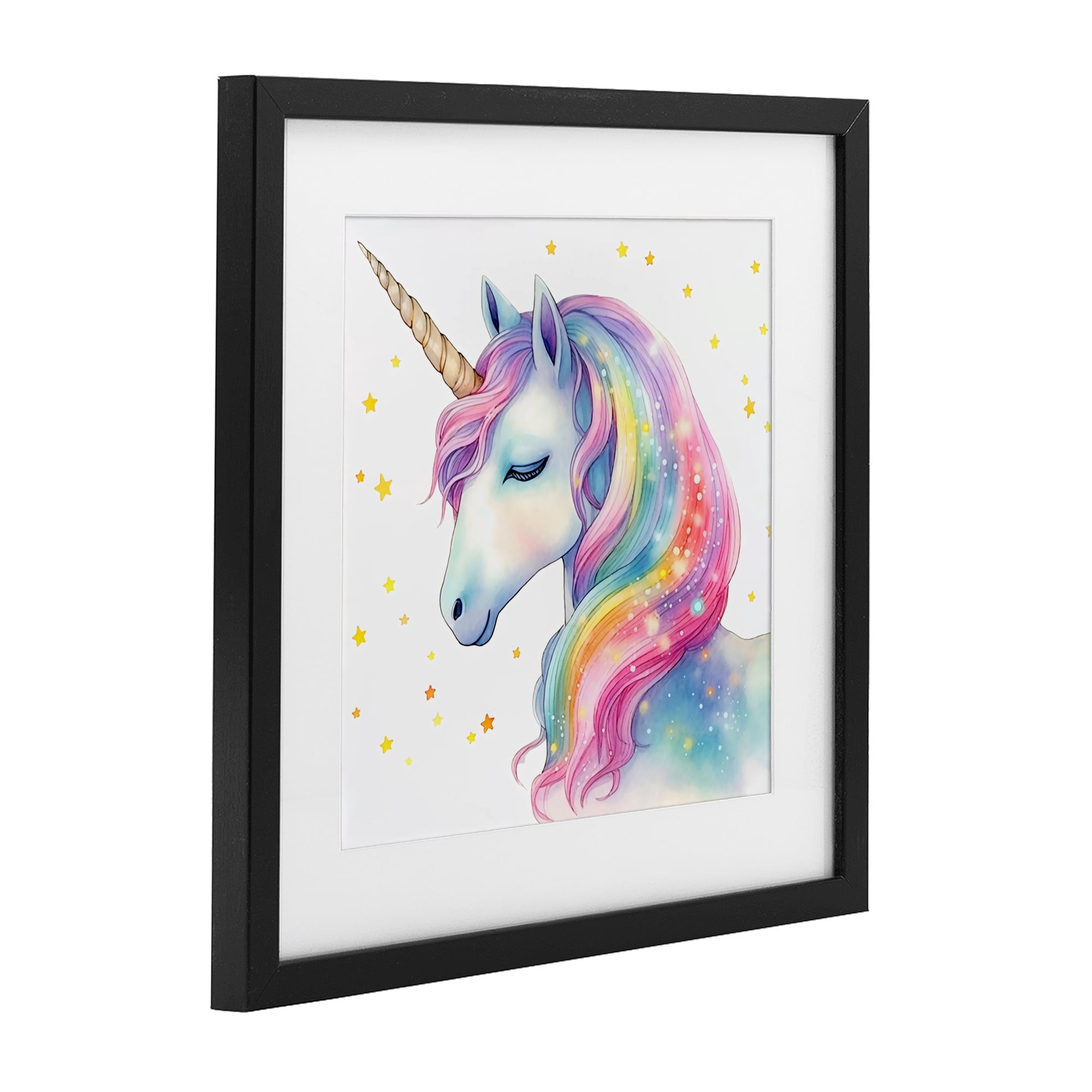 Stupell Industries Enchanted Rainbow Mane Unicorn Black Framed Print Under Glass, design by Creative Studio