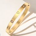 thumbnail image 1 of Pulsera de acero de titanio para mujer, pulsera de acero inoxidable que no se decolora, pulsera de joyería de temperamento de moda simple con incrustaciones de diamantes, 1 of 5