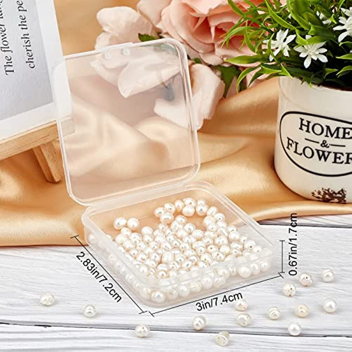 2Strands Freshwater Pearl Creamy White Natural Genuine Cultured Nearly Round Pearl Beads 5-6mm for DIY Crafts Jewelry Making