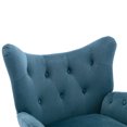 thumbnail image 6 of Velvet Wingback Accent Chair, Modern Tufted Button Armchair Vanity Chair with Wooden legs, Upholstered Tall Back Desk Chair with Arms, Single Sofa Chair for Living Room Bedroom Bedroom, Teal, 6 of 7