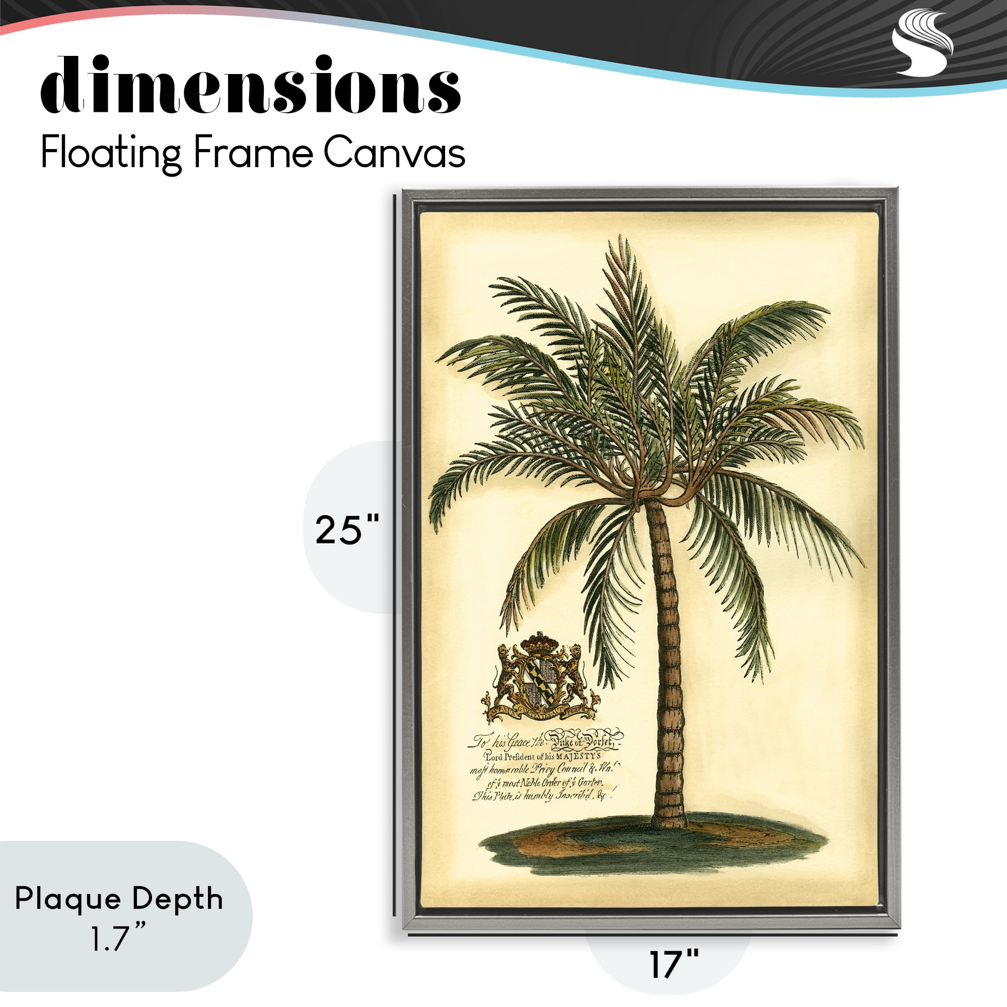 Stupell Industries British Colonial Palm Gray Framed Floater Canvas Wall Art, design by Vision Studio
