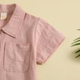 thumbnail image 5 of Huesdet Baby Boys Clothes Set Toddler Boys Button- Shirt Tops + Cotton Gauze Shorts Summer Outfit 2PCS with Pockets(Pink,18-24 Months), 5 of 6
