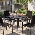 thumbnail image 5 of Costway 5 PCS Patio Furniture Dining Set, Outdoor Square Table & Stackable Chairs with Umbrella Hole Black, 5 of 12