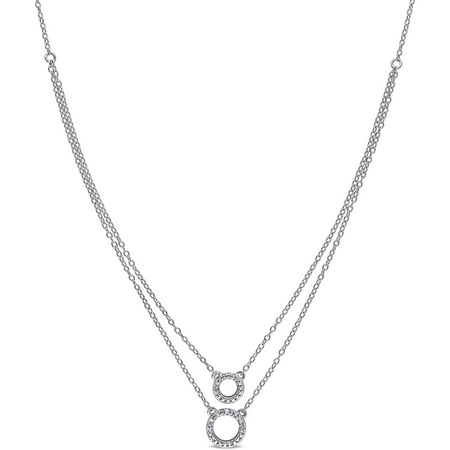 Miabella Diamond-Accent Sterling Silver Layered Circle Necklace, 17