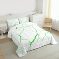 thumbnail image 4 of Manfei Aesthetic Marble Full Size Comforter Sets,Modern Fluid Art Bedding Comforter Set,Green White Bedding Sets For Adult,Breathable Bedroom Decor,3 Pieces, 4 of 9