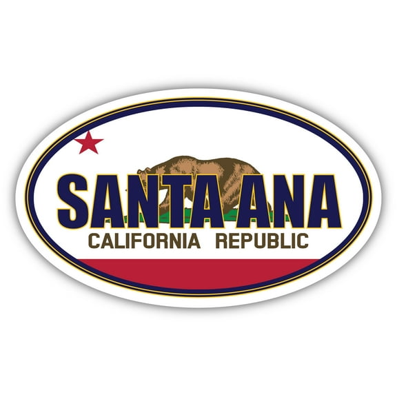 Santa Ana City California State Flag | CA Flag Orange County Oval State Colors Bumper Sticker Car Decal 3x5 inches