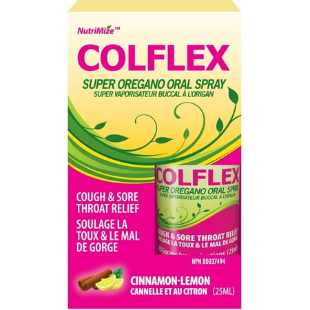 NutriMize ColFlex Supre Oregano Throat Spray, Cinnamon Lemon, 0.85 Fl Oz