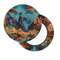 thumbnail image 2 of Lsque Galactic Jungle Dinosaurs Pattern Round Bar chair cushion covers Velvet Fabric Premium Comfort Protects from Scratches and Stains for 14-17 Inch Chair-13 inch, 2 of 7