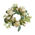 thumbnail image 1 of Corona de vela corona de rosa artificial adorno de adornos de velas de candelabro para la sala de estar para sala de estar Acción Beige, 1 of 9