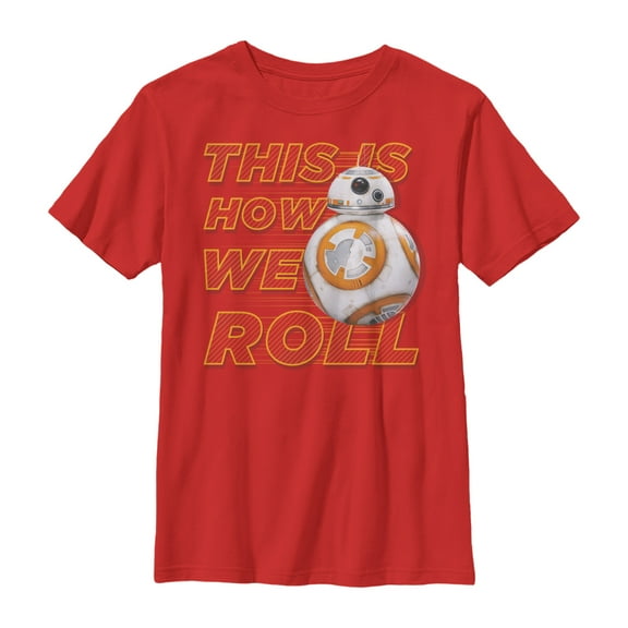 Boy's Star Wars The Force Awakens BB-8 This is How We Roll  Graphic Tee Red Large