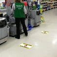 thumbnail image 2 of SignMission 6 x 18 in. Non-Slip Floor Graphic Coronavirus Vinyl Decal - Social Distance Wait Here to Maintain 6 ft. Rectangle - Pack of 3, 2 of 3