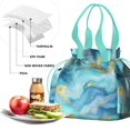 thumbnail image 4 of Teal Gold Marble Drawstring Lunch Bag Women - Drawstring Lunch Bag Insulated for Work Office - Stain-Resistant Large Lunchbags for Women with Multi-Pockets, 4 of 6