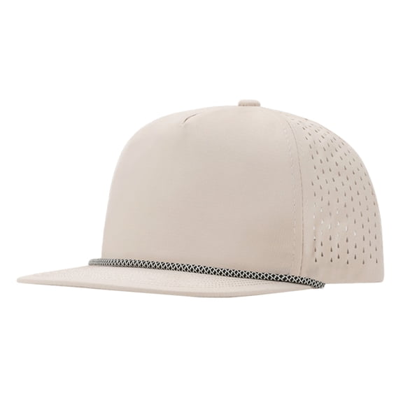TOPTIE 5 Panel Trucker Cap Flat Bill Structured Baseball Cap Quick Dry Sun Hat-Beige