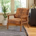 thumbnail image 3 of Miniyam Mid Century Modern Accent Chair with Wood Frame,Microsuede Single Reading Chair,Armchair for Living Room Bedroom Home Belcony Office,Coffee, 3 of 12
