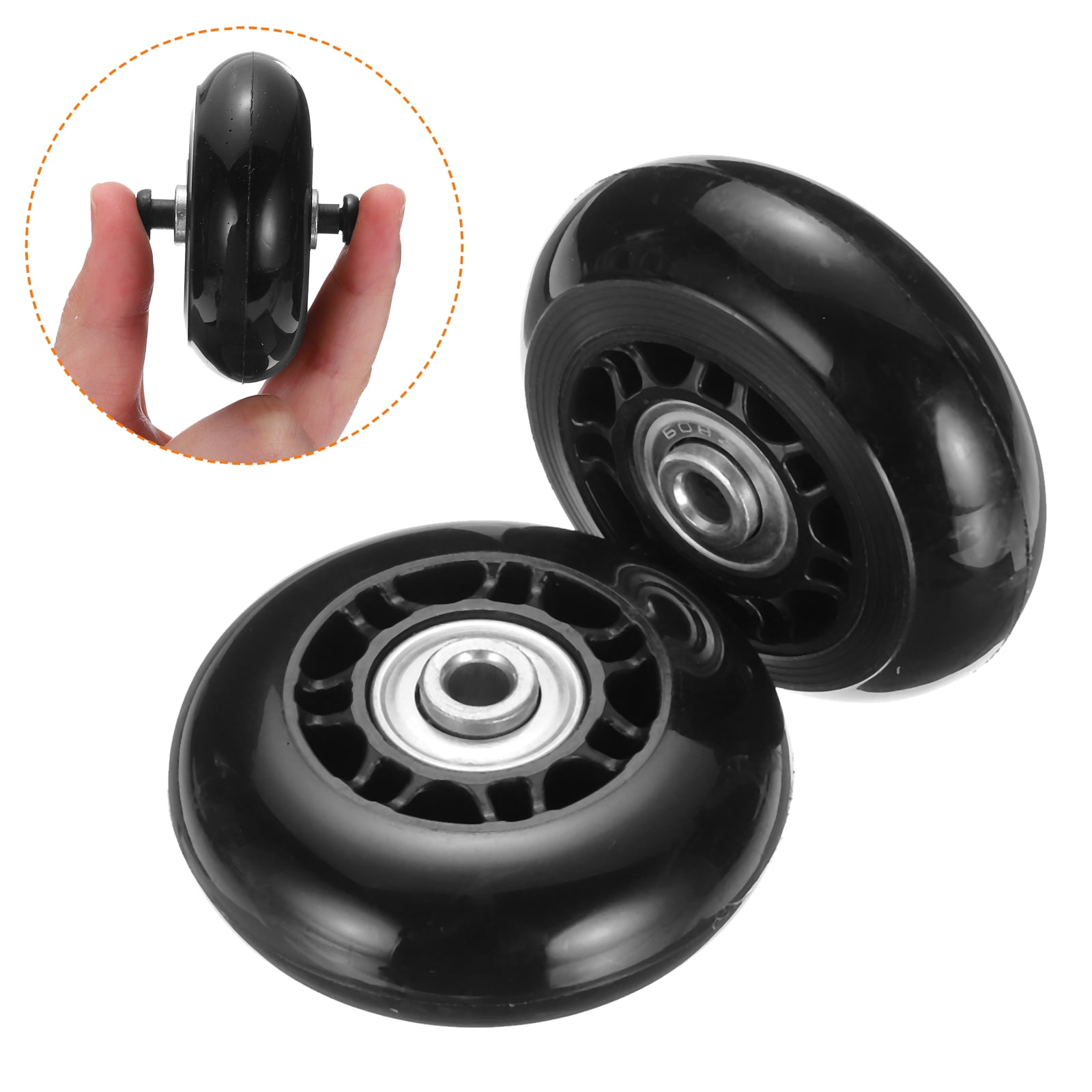 Uxcell Set of 2 Luggage Wheels Replacement 64 x 24 mm/2.5" x 0.9" Rubber Swivel Caster Bearing Wheels Repair Kits