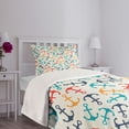 thumbnail image 3 of Ambesonne Colorful Quilted Bedspread Set 2 Pcs, Anchor Shape in Lines, Twin Size, Beige Multicolor, 3 of 5