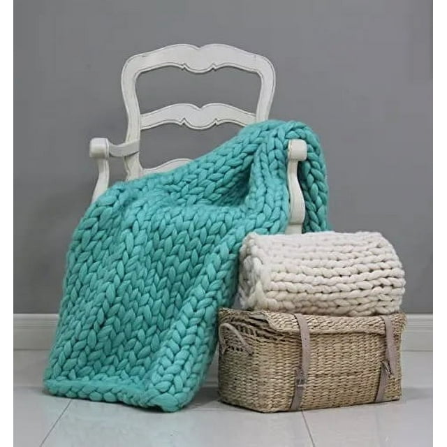 Thick Crochet Chunky Cable Knit Blanket Beautiful Handmade Cover Yarn Wool Bulky Bed Spread Throw For Home Decor