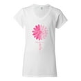 thumbnail image 2 of Wild Bobby, Faith Pink Ribbon Sunflower, Breast Cancer Awareness, Women Standard V-Neck Tee, White, X-Large, 2 of 5