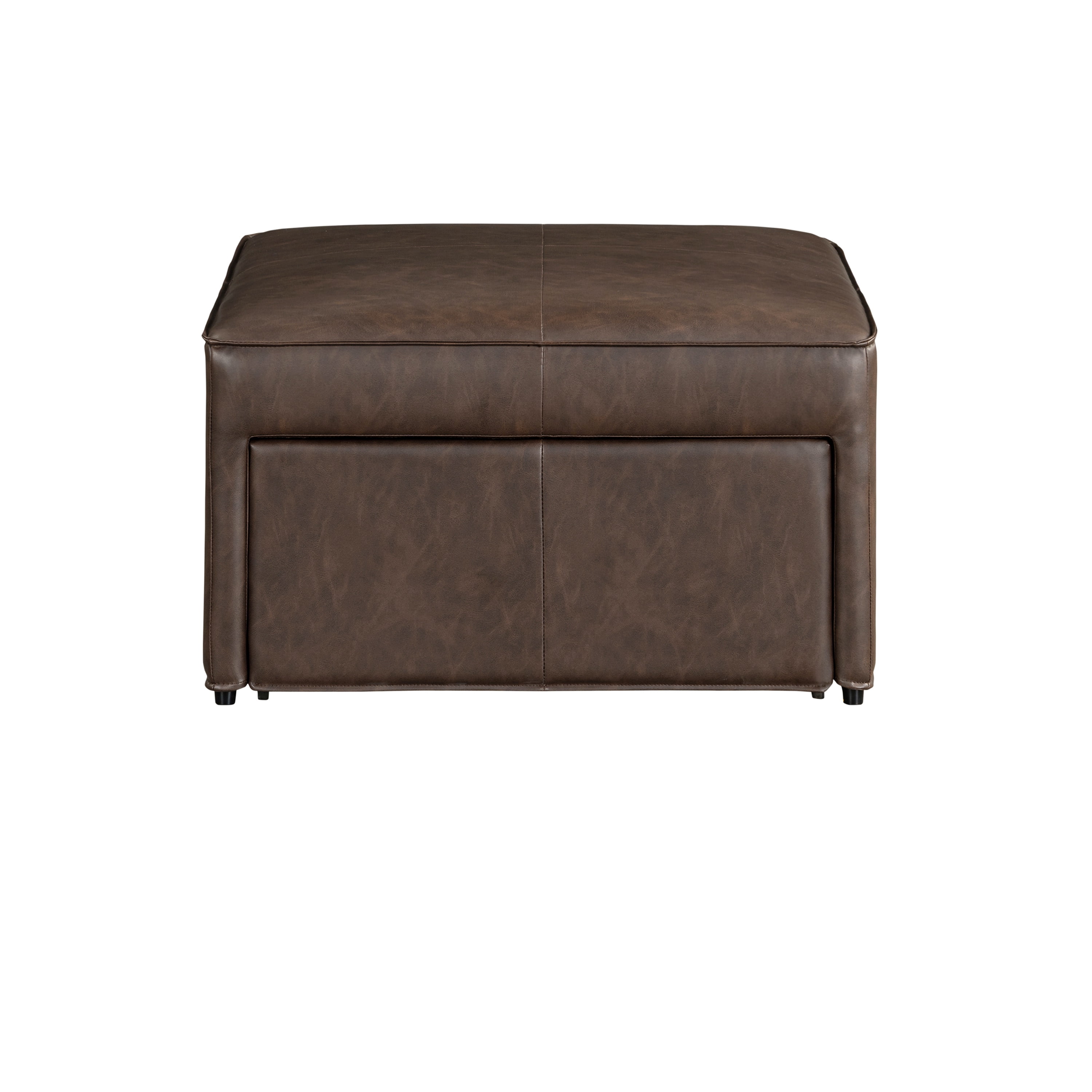 Studio Living Hadley Modern Storage Ottoman, Chestnut Faux Leather