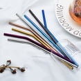 thumbnail image 3 of CAROOTU Straight/Bent Reusable Washable Straw Stainless Steel Colorful Drinking Straws Thickened Long Straw, 3 of 6