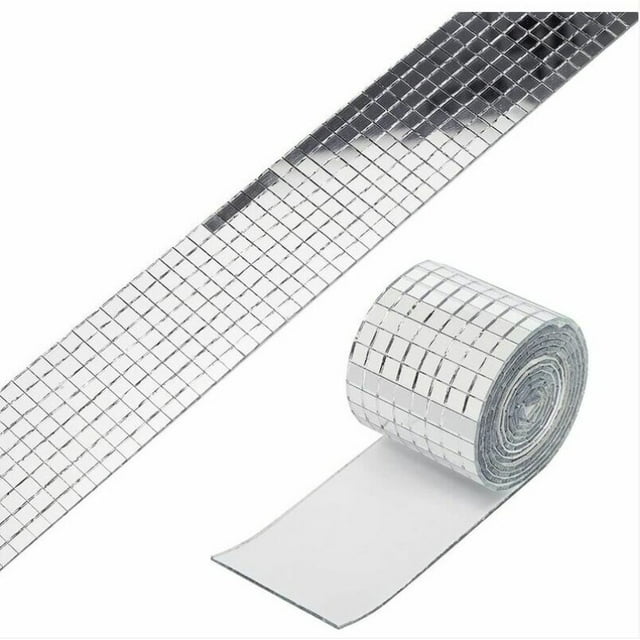 Azulejos de mosaico de espejo Accesorio decorativo de bricolaje autoadhesivo, Mini azulejos de espejo de vidrio cuadrados autoadhesivos 5x5 mm (5 metros) Plata