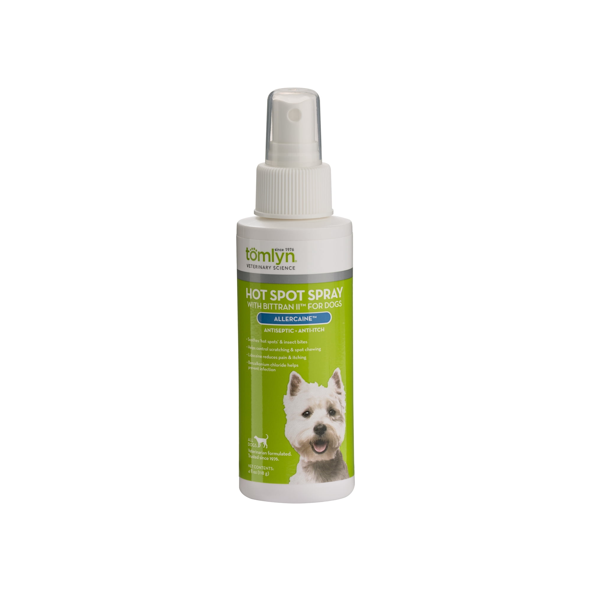 Tomlyn Hot Spot Spray with Bittran II (Allercaine™) Antiseptic Anti-Itch Spray for Dogs, 4 oz
