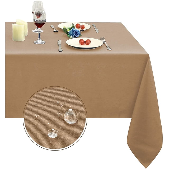 LAICAIW 210GSM Rectangle Table Cloth-Heavy Duty Water Proof Microfiber Tablecloth, Decorative Fabric Table Cover for Outdoor and Indoor Use (Coffee,70 x 108 Inch)